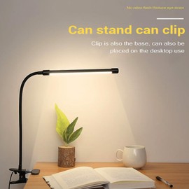 QIZHAO LEDdesk lamp1000LM Ultra Bright Three-Level dimmable Desk lamp, Three Color Adjustable, Ultra Long Flexible gooseneck Clip lamp, Eye Protection Clip lamp for Painting,Reading, and Outdoor use