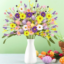 Yen Jean Yen Jean 12PCS Easter Decorations Artificial Eggs Flowers - Spring Floral Picks Decor Stems with Leaves for Home Table Centerpiece Vase Arrangement