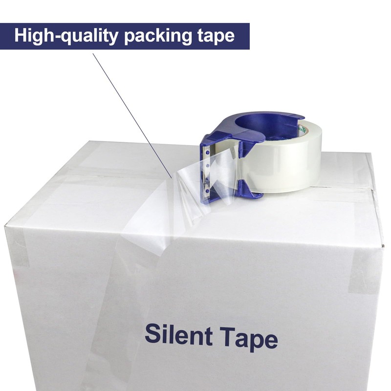 BOMEI PACK Packing Tape with Blue Dispenser Clear Packaging Tape
