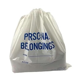 Patient Personal Belonging Bags - Drawstring Clear ， 1.6 mil Thick, 18" W x 20" L, Pack of 200