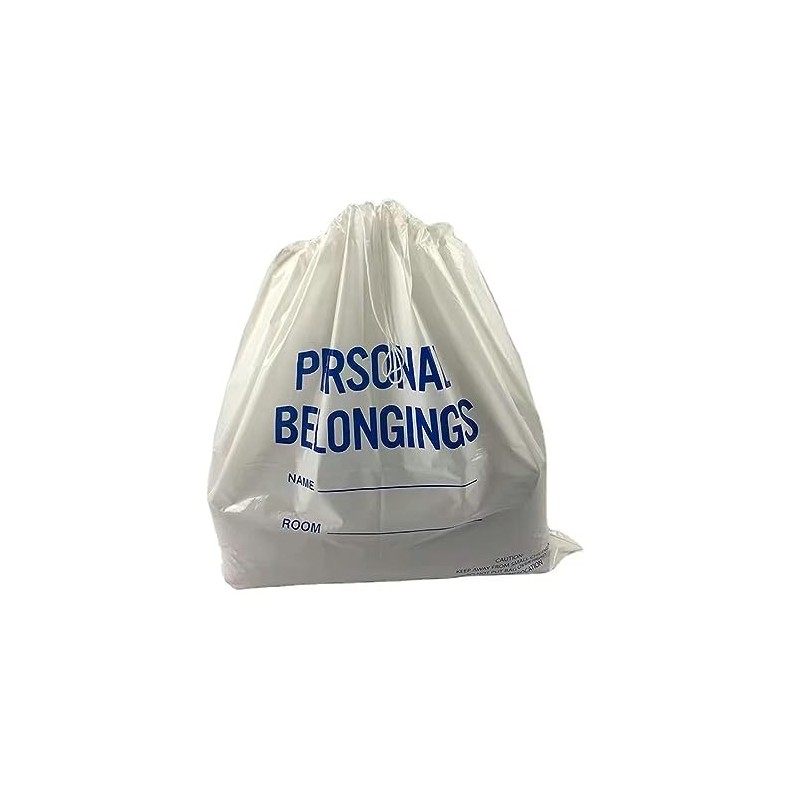 Patient Personal Belonging Bags - Drawstring Clear ， 1.6 mil