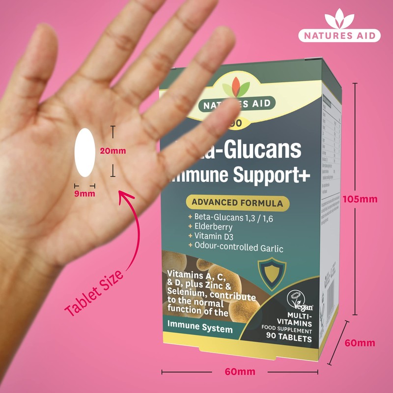 Natures Aid Beta-Glucans Immune Support + 90 Tablets (Award-winning Formula,