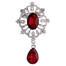 FAIRYGATE Women's Brooches & Pins Red Crystal Brooch Women's Rhinestone Leaf Brooches Vintage Style Lapel Pin for Women Jewelry B3418