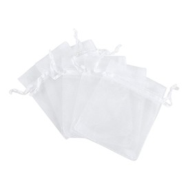ankirol 100pcs Sheer Organza favor bags 7,6 x 10,2 cm joyería caramelo bolsas de regalo bolsas muestras Cordón de la visualización, Blanco