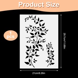 Large Vine Stencils for Painting on Wood Wall A4 Size Reusable Wall Painting Stencils Ivy Stencil Drawing Template for Furniture Canvas Wood Home Decor DIY Art Crafts