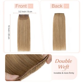 SEGO 2 Pcs Clip in Hair Extensions Real Human Hair Short 10 Inch 30g Hairpiece Human Hair Toppers for Women With Thinning Hair Adding Hair Volume -#27 Dark Blonde