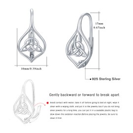 Celtic Earrings for Women, 925 Sterling Silver Leverback Earrings Hypoallergenic Triangle Knot Earring Vintage Irish Celtic Jewelry Gifts for Women Teen Mother Day Daughter Birthday Present