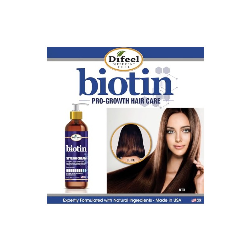 Difeel Biotin - Crema para peinar de 12 onzas, nivel