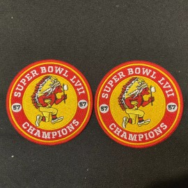 (2) Kansas City Chiefs embroidered iron on PATCH LOT Super Bowl 57 Patches 3.5”