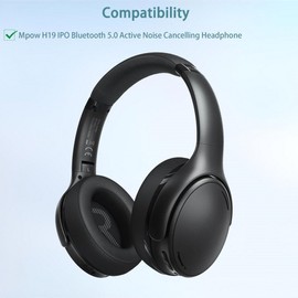 H19 Ear Pads, HAIZEEN Ear Pads Compatible with Mpow H19 IPO Bluetooth 5.0 Active Noise Cancelling Headphones Ear Pads Replacement Cushion (Protein Skin/Memory Foam)