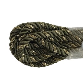 Twisted Cord String, Macrame, Gold Glitter, 50-Pack Wrapping Twine Approx 4.8 mm G44. Khaki 3 m (5311 – 5)