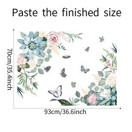 WOHAHA Wall Sticker, Flower Plant, Large, Green, Butterfly, Succulent, Leaves Wallpaper, Removable, Stylish, Floral Sticker, Home Wall Sticker Decor Art, Wall Decor, Wall Decor, Wall Sticker, For