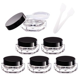 CAIYA Pack of 6 Hexagonal Empty Sample Containers, 5 ml Transparent Small Plastic Jar, Cosmetic Container, Travel Sample Container for Lip Balm, Lotion, Cream
