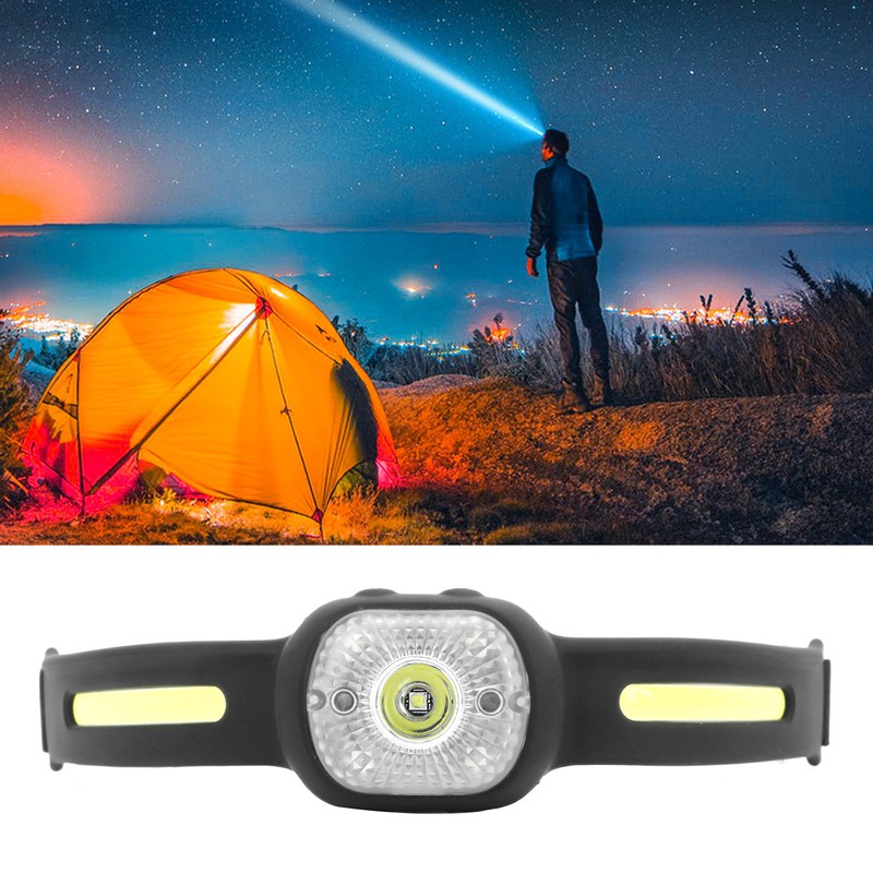 Silicone Headlamp Adjustable Light USB Charging COB Sensing Lamp for