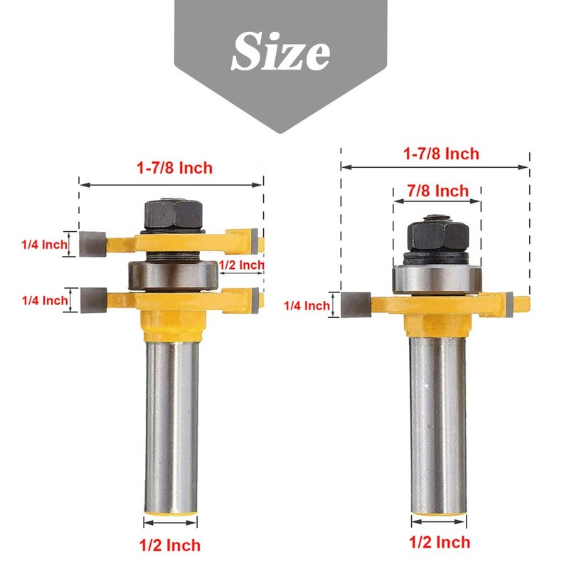 Mesee 1/2 Inch Shank Matched Tongue Groove Router Bits Set,