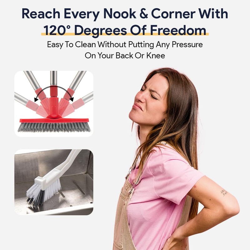 Foxtrot Living 2 in 1 Grout Brush with Long Adjustable