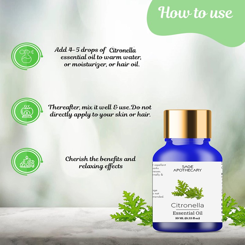 Sage Apothecary Natural Citronella Essential Oil - 10 ML