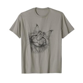 Cute Maine Coon Cat Peeking Design T-Shirt