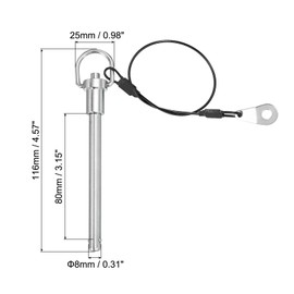 PATIKIL Quick Release Pin 8 x 80mm(5/16" x 3.15"), 304 Stainless Steel Ball Lock Safety Locating Pins with Button 25cm Prevents Loss Rope