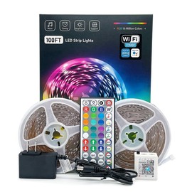 KEXU 100FT 50FT WiFi LED Strip Lights Smart RGB Color Changing LED Light Strip Work with Alexa & Google Assistant for Bedroom Decors - Lighting:_100ft/30m