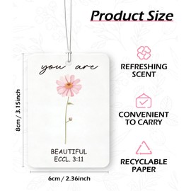 10PCS Christian Car Air Fresheners – Inspirational Floral Bible Verse Christian Car Accessories for Women – Car Mirror Hanging Accessories, Christian Gifts, Religious Gifts for Women