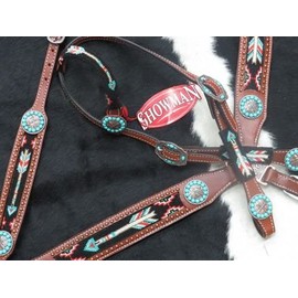 Showman Beaded Arrow Design Headstall, Breast Collar, Reins & Wither Strap Set