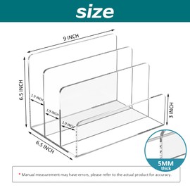 Sezanrpt Acrylic File Holder 3 Compartment, Clear Desk File Organizer, Office Magazine File Folder Organizer Desktop for Calculate, Books