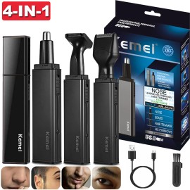 Kemei Professional Mens Cordless Hair Trimmer Beard Electric Hair Clipper KM-232 - 4-In-1 Nose Hair Trimmer