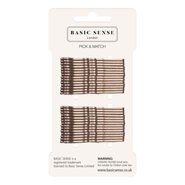 BasicSense 30 Pcs small traditional wavy metal bobby pins 5mm length (Brown)