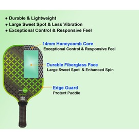 Panel Sound Pickleball Paddles Set of 4, 4 Fiberglass Pickleball Rackets, Pickleball Racquets 4 Pack with 1 Carrying Case & 4 Outdoor Balls
