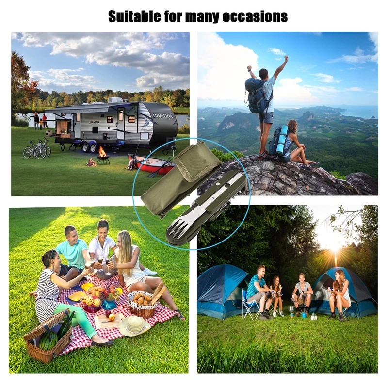 5 in 1 Stainless Steel Camping Tableware Outdoor Camp Tableware