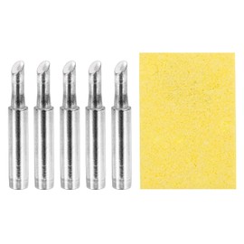 sourcing map Pack of 5 900M Solder Tips Internally Heated Soldering Tips with Cleaning Sponge Pad Replacement Welding Accessories Kit for Electrical Solder Station Tip (900M-T-4C)
