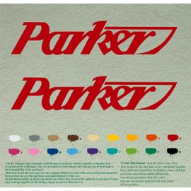 Parker Pair Compatible Replacement Decals Vinyl Stickers Boat Outboard Motor Set of 2 (12" X 2.5", Red 031)
