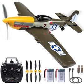 ANTSIR P51 RC Plane for Adults Kids, 4 Channel Remote Control Airplane with Aileron/Rudder/Elevator/Gyro, Aerobatic Mustang Fighter Glider with 3 Modes Stabilization System Easy Learning to Fly