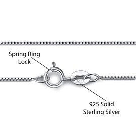 Savlano 925 Sterling Silver Solid 1.0MM Box Chain Necklace For Women & Men - Made in Italy Comes With a Gift Box (16 Inch)