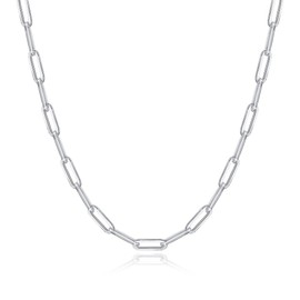 OCHCOH 925 Sterling Silver Clasp 2.5/3/4/5mm Paperclip Chain for Women Silver Chain Necklace 16, 18, 20, 22, 24, 26, 30 Inches, 30, Brass, No Gemstone