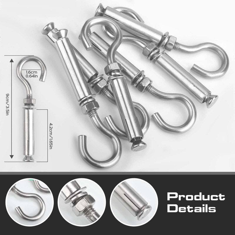 AccEncyc M6 Concrete Wall Hook 304 Stainless Steel Expansion Hook