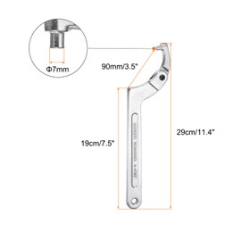 sourcing map 2-4 3/4"(51-121mm) C Spanner Wrench Adjustable Round Pin Spanner Wrenches Tool Chrome Vanadium for Lock Nut Machine Tools Mechanical Tool, Silver Tone