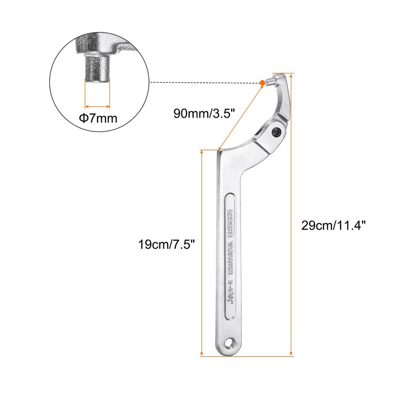 sourcing map 2-4 3/4"(51-121mm) C Spanner Wrench Adjustable Round Pin