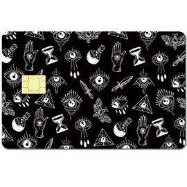 CREATCABIN Evil Eye Card Skin Sticker Debit Credit Card Skins Covering Personalizing Bank Card Protecting Decals Waterproof Removable No Bubble Slim for EBT Transportation Key Card Black 7.3x5.4Inch