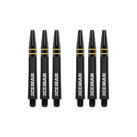RED DRAGON Gerwyn Price Nitrotech Black with Black and Gold Top Intermediate Dart Shafts - 2 Sets per Pack (6 shafts in Total)