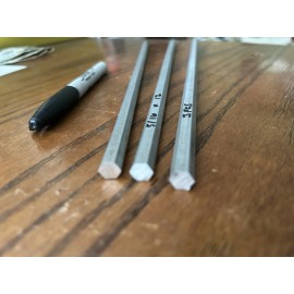 USA 5/16" x 12" long, 2024 Aluminum Hex Bar, Lot of 3