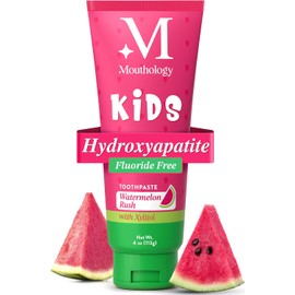 Mouthology Kids Toothpaste – Hydroxyapatite Formula, Fluoride-Free, With Xylitol, Mild & Kid-Friendly, Watermelon 4oz