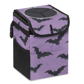 MECVU Purple Bat Car Trash Can with Lid - Collapsible Reusable Waterproof Garage Bag,Automotive Garbage Can,Car Accessories Interior Organizer