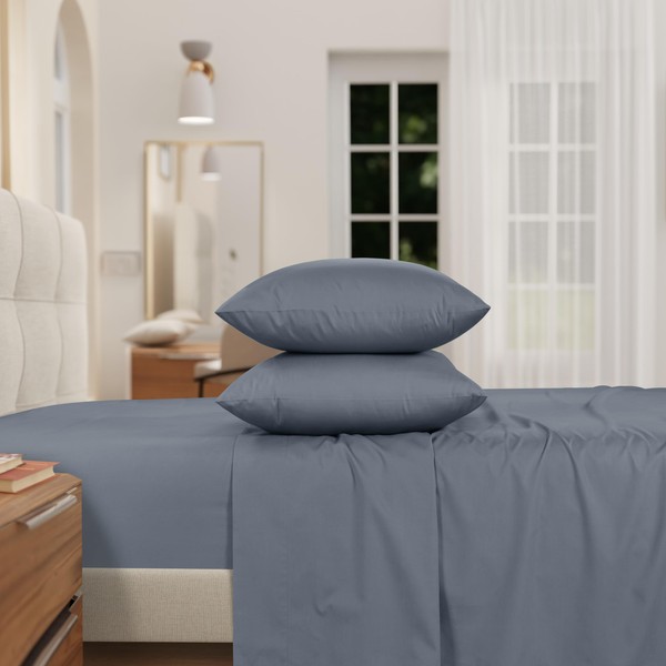 IZOD - Egyptian Cotton Percale Sheet Set, Lightweight, Crisp &