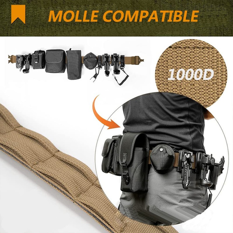 TWINFALCONS Tactical Airsoft Belt, One-Touch Belt, Military Belt, Cobra Buckle,
