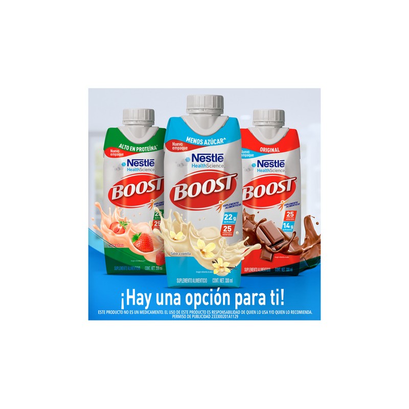 Suplemento Boost Menos Azúcar Vainilla 12 Pack - Nutrición Equilibrada