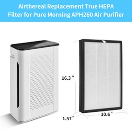 GoKBNY APH260 True HEPA Replacement Filter Compatible with Pure Morning APH260 Purifier, Also Compatible with Pure Morning APH320 WiFi Purifier, 3-in-1 Filter System（2-Pack）