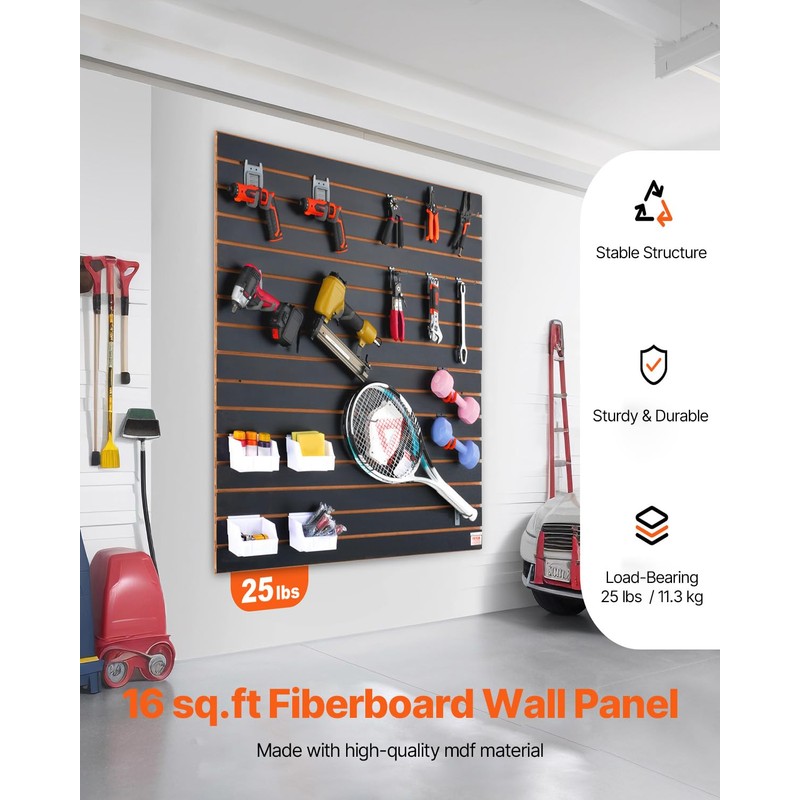 VEVOR Slatwall Panel, 16 sq.ft, Versatile Durable Slat Wall Panel