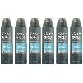 Dove 6 Pack Dove Men + Care Clean Comfort Antiperspirant Deodorant Spray, 150ml